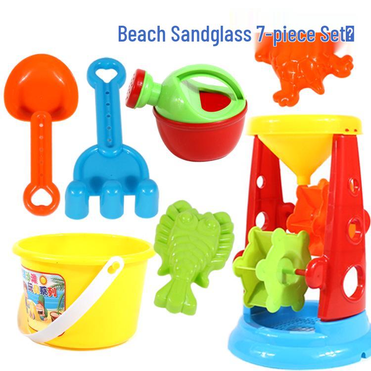 Children's Beach Toy Set: Sand Car, Sandglass, Bucket, and Play Tools for Parent-Child Interaction
