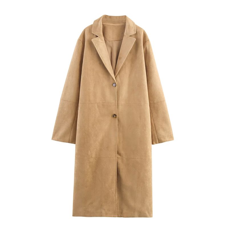 

Kaslead New Women clothes Western Style Fashion Simple Suede Coat Outerwear 2969063 Picture Color L