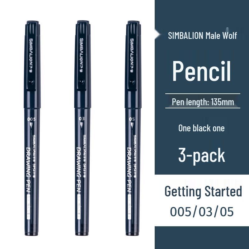 Lion Art Waterproof Syringe Pen for Manga & Line Drawing, Black, 0.05-0.1mm