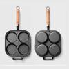 Frying Pan with 4 Holes - Non-stick Cast Iron Four-hole Egg Dumpling Pan - Deepened for Egg Buns - Non-stick Flat-bottom Pan - Egg Frying Gadget