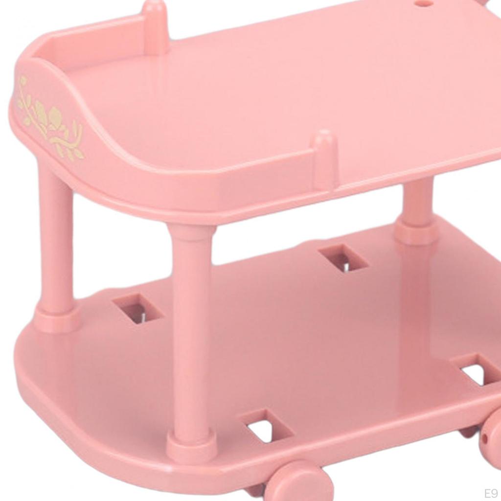 1 :12 Scale Dollhouse Kitchen Serving Cart Accessories Portable DIY Mini Bar Buffet
