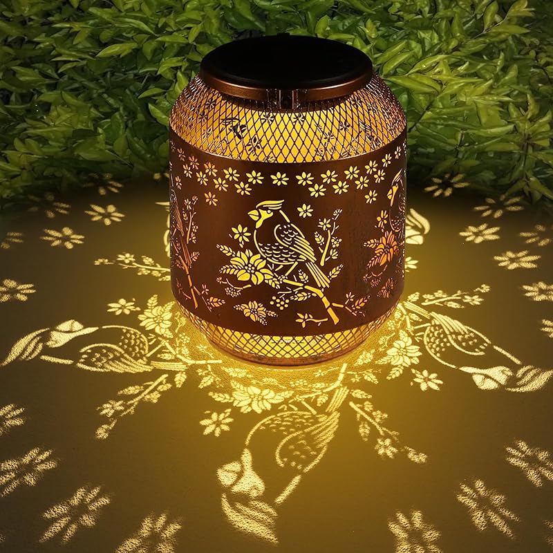 Solar Lantern Outdoor Hanging Lights Christmas Birthday Gifts for Women Mom and Grandma Butterfly Flower Metal Garden Decor Outside Waterproof LED