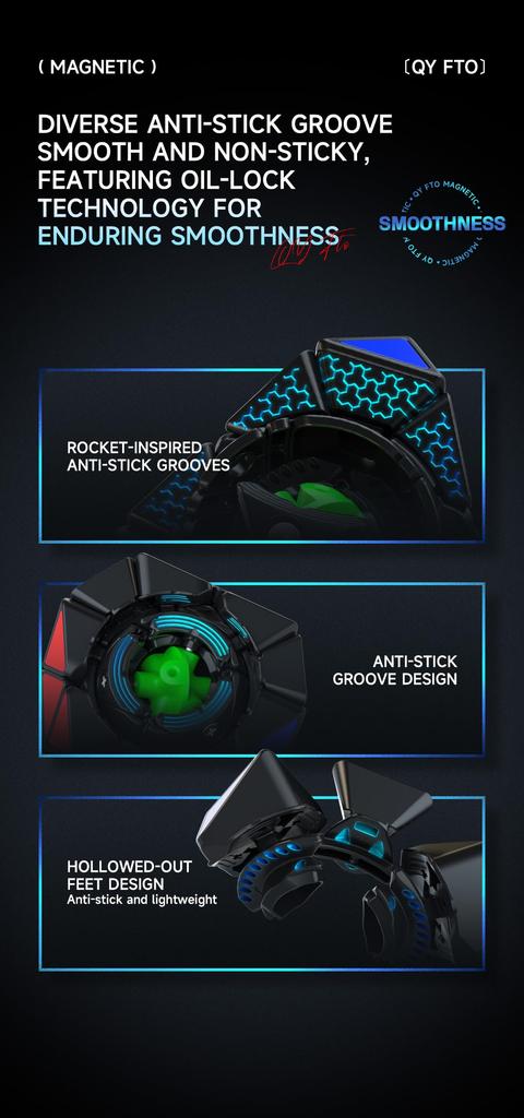 QY FTO [Authentic/Pouch Included] Octahedron Puzzle, Stickerless 3D Puzzle (No Magnets)