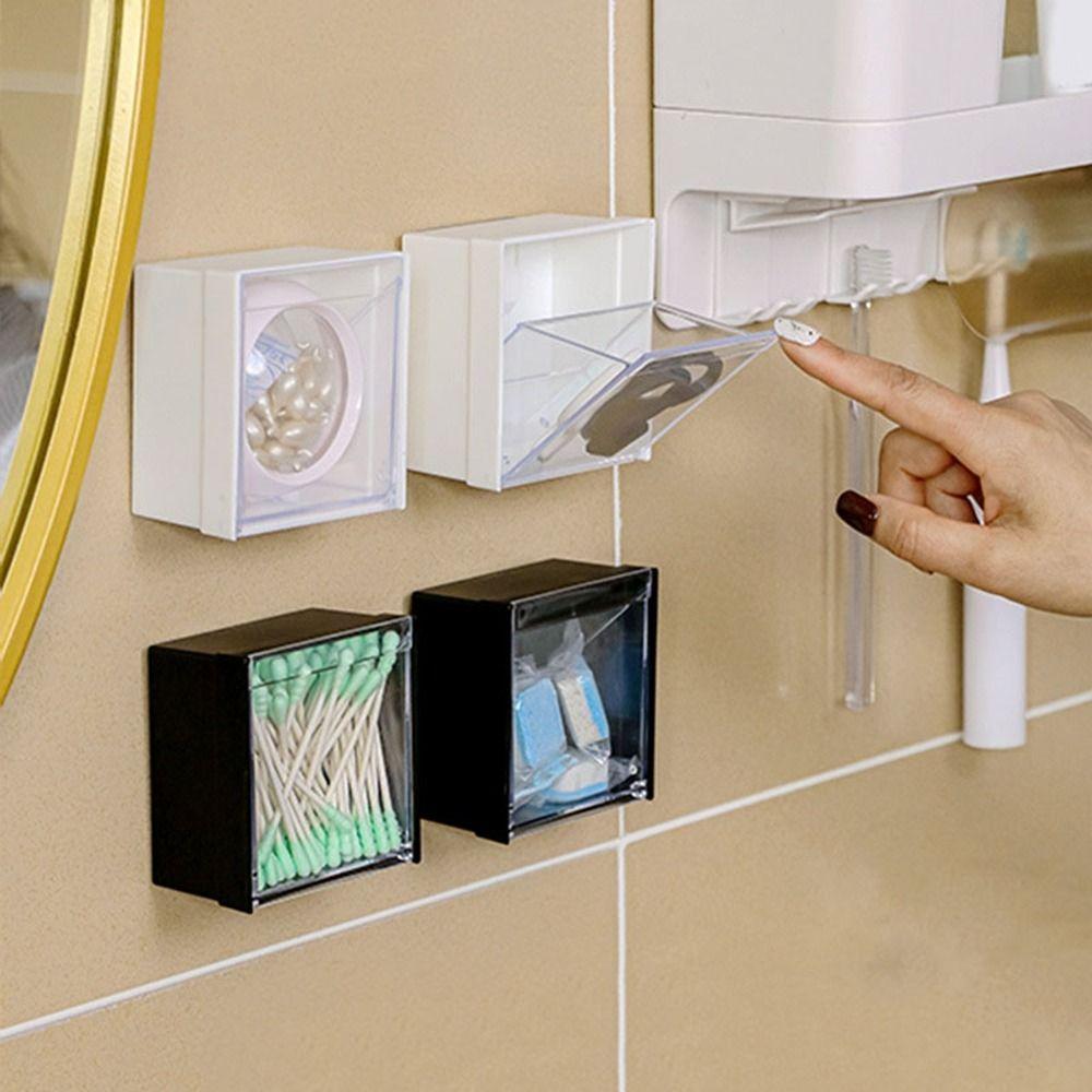 Square Mini Storage Box Space Saving Data Cable Storage Box Cotton Pad Holder  Bathroom