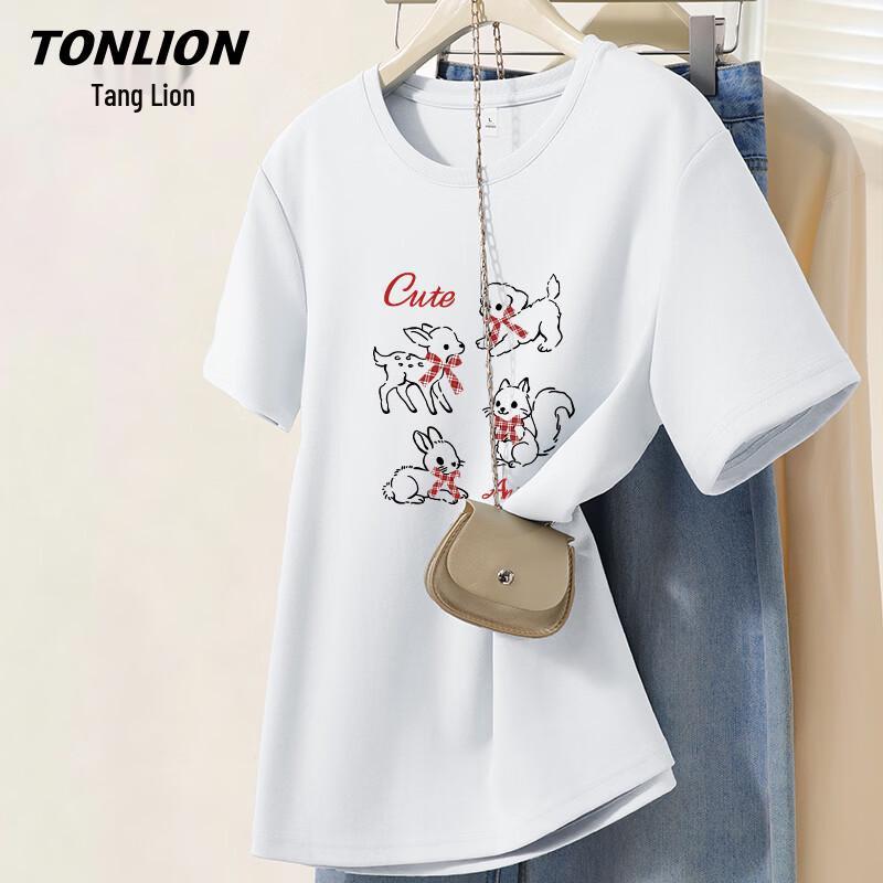 TonLion Women s Trendy Cartoon Print Cotton T-Shirt 3XL