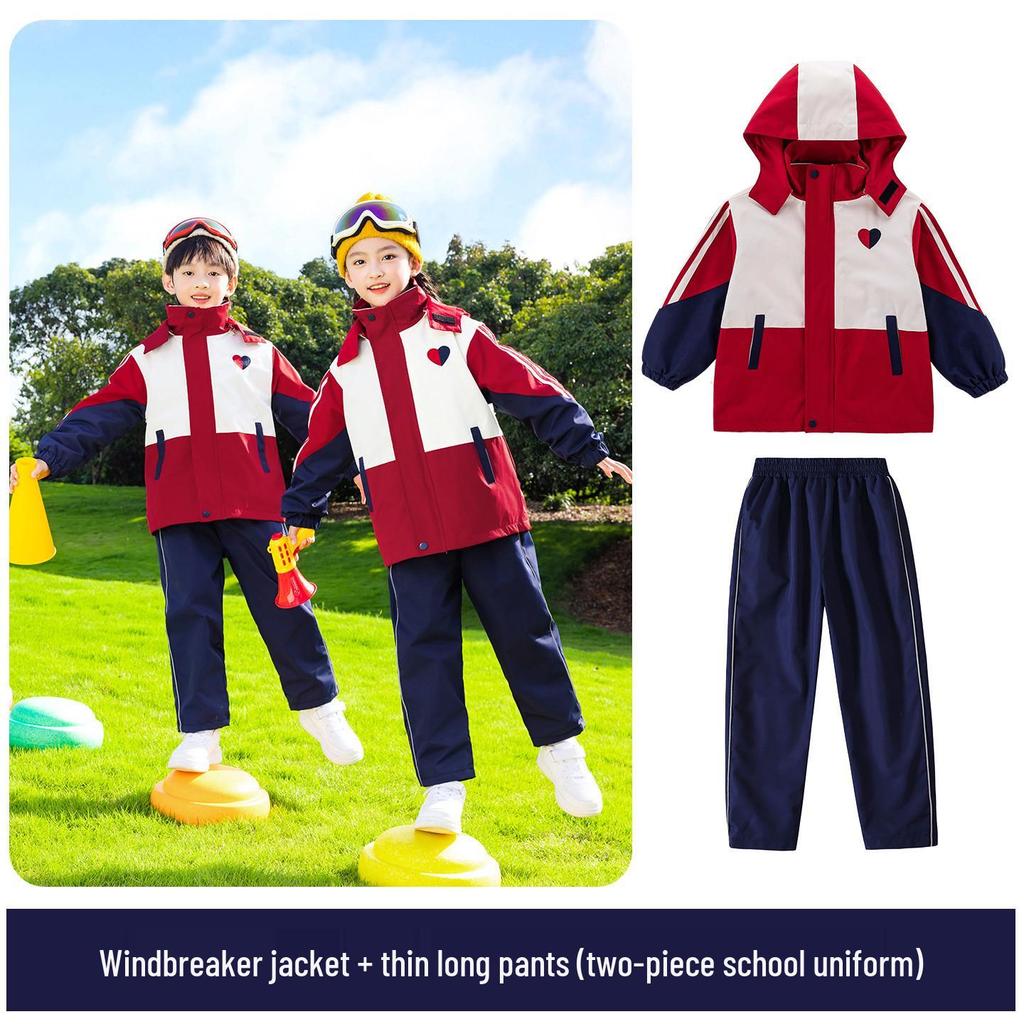 Trzyczęściowy szkolny mundurek dziecięcy w stylu akademickim na jesień i wiosnę – Swobodny zestaw sportowy