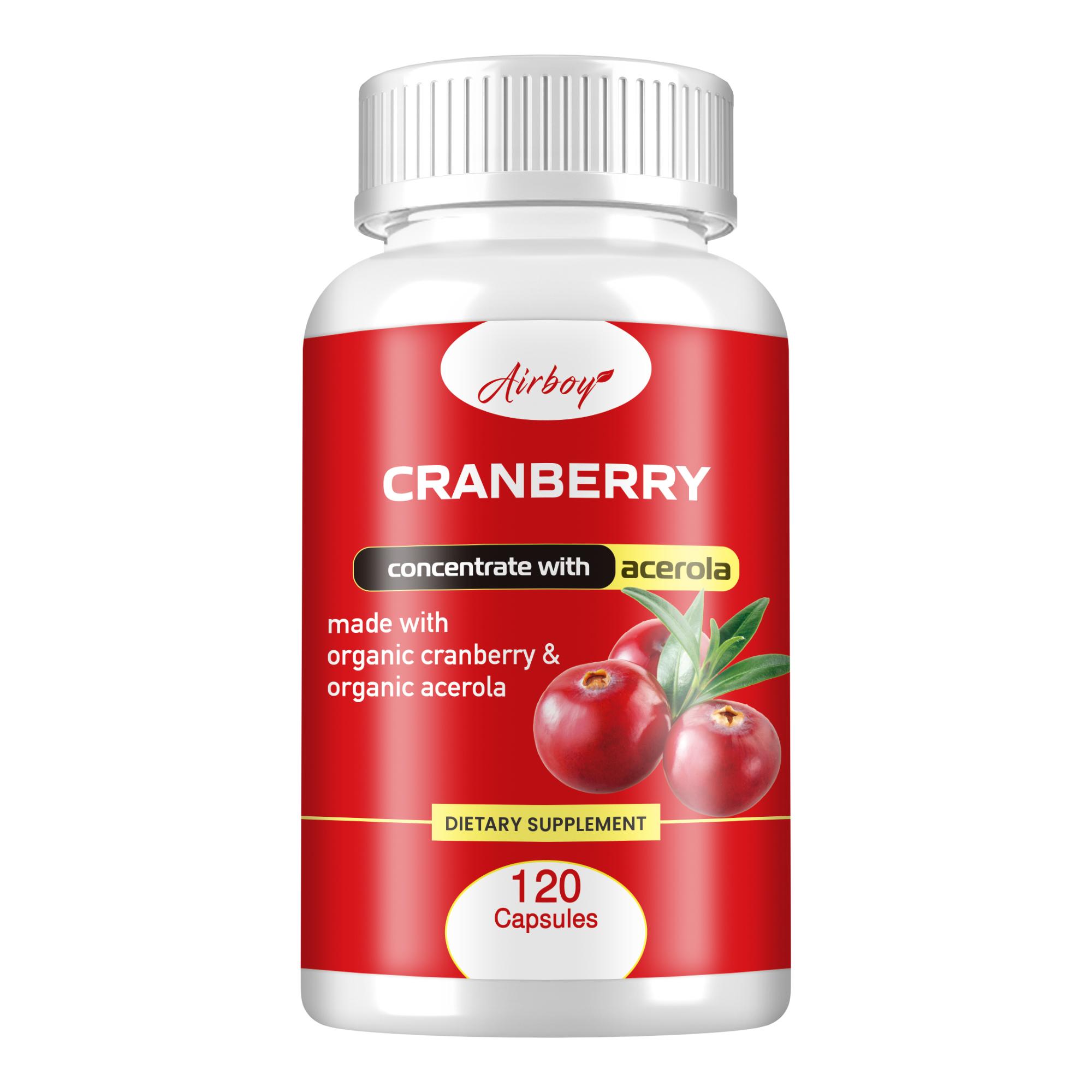 Airboy dietary supplements, containing cranberry and acerola cherry extracts, for daily urinary care, plant-based nutritional supplements 120*1