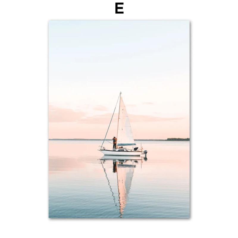 

Скандинавский пейзаж Настенное искусство Картины Море Пляж Пальма Доска для серфинга Постеры и принты Холст Живопись Гостиная Домашний декор 20x30cm no frame