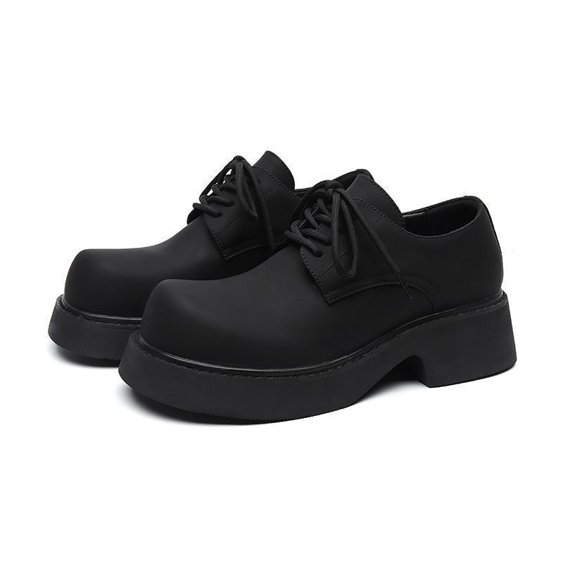 Big head leather shoes heightened derby shoes new retro high street handsome platform ins leather shoes