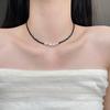 Women High End Minimalist Black Crystal Beaded Splicing Versatile Clavicle Necklace
