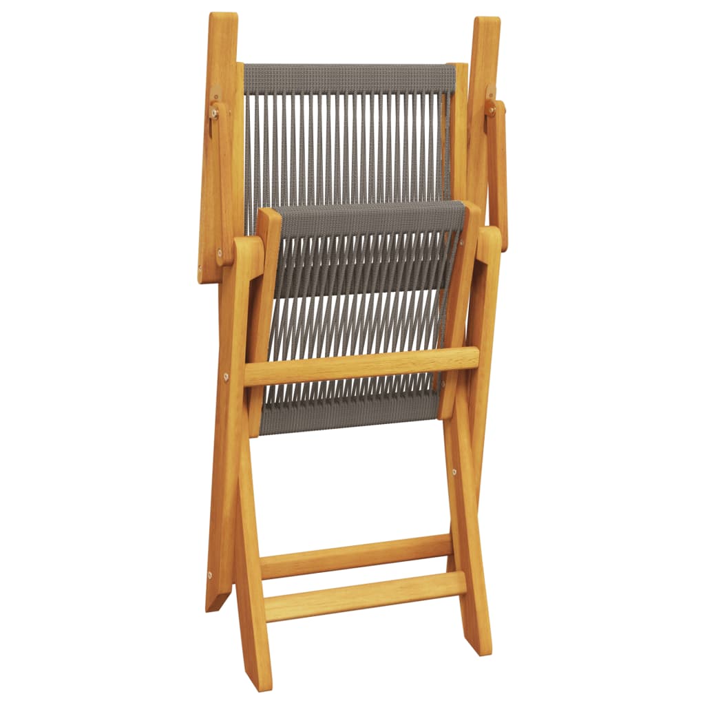Vidaxl 3-Cz. Bistro Furniture Set, Grey Polypropylene and Wood