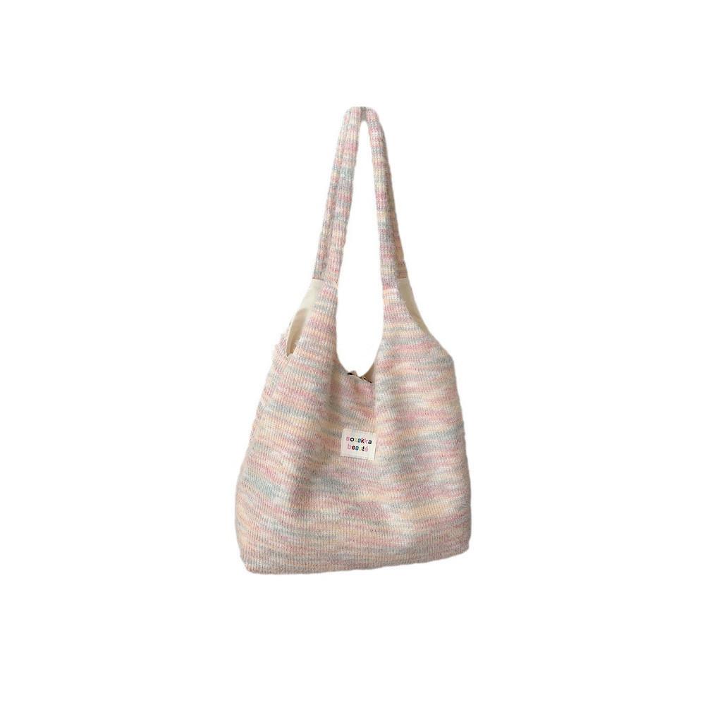 Cute Fuzzy Tote Bag For Autumn And Winter Large Capacity Canvas Single Shoulder Street Style