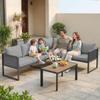 Modular Outdoor Corner Garden Lounge Set 6 People, Sofas, Coffee Table and Cushions, Dark Grey