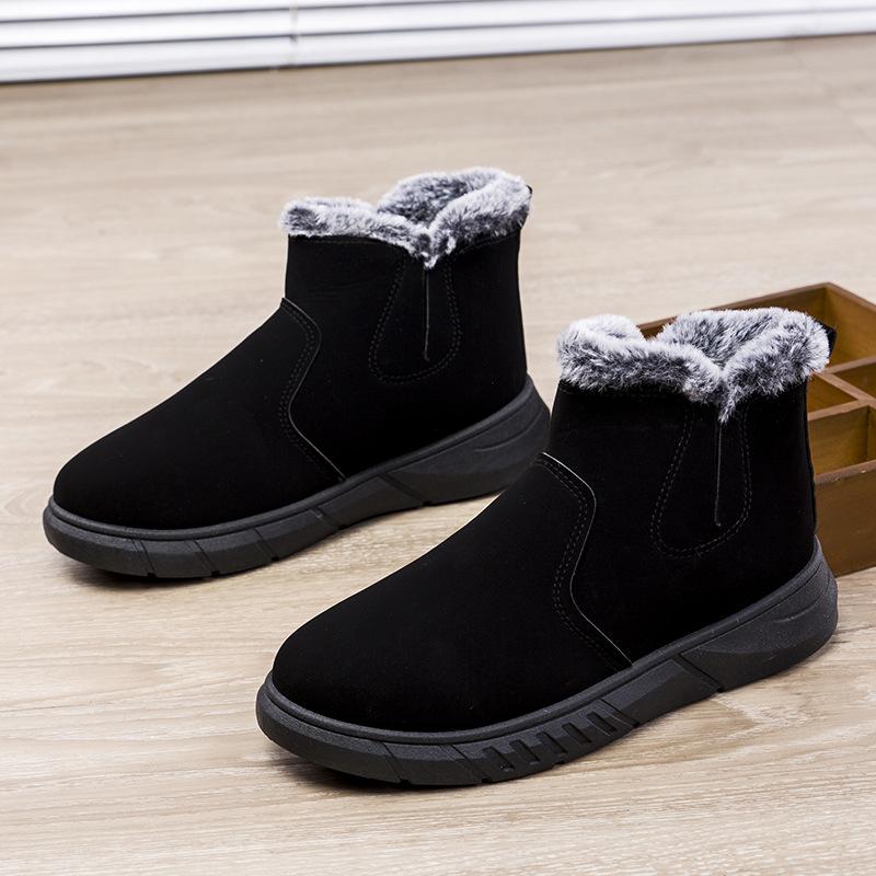Winter New Men's Snow Boots Fleece Warm Thickened Non-slip Cotton Shoes Lazy Shoes