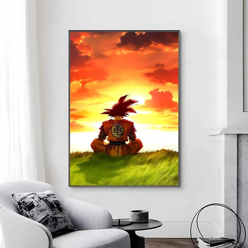 1pc Anime DRAGON BALL Son Goku Posters Self-adhesive Paper Print Home Living Room Bedroom Entrance Bar Cafe Art