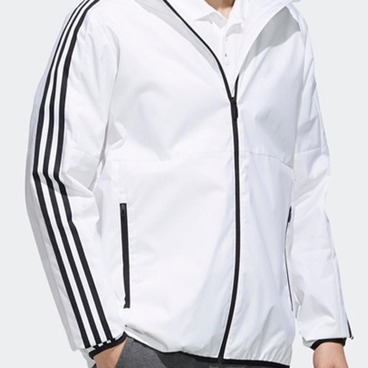 Adidas Classic Stripe Hooded Sports Jacket Men Outerwear White EH3806