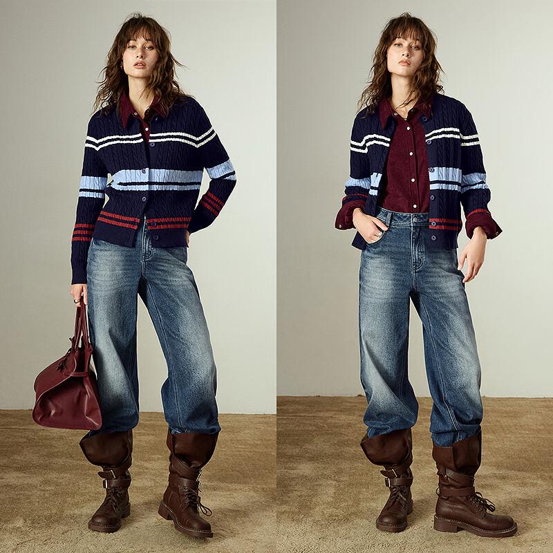Chuyu Damen Gestreifter Weicher Strickpullover