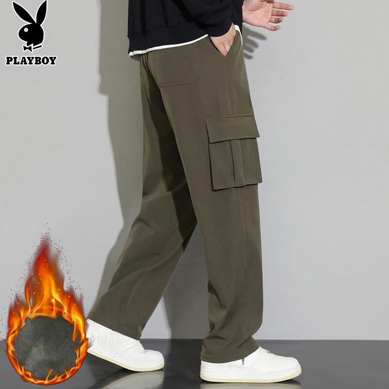 PLAYBOY Men's Fleece Lined Loose Fit Cargo Pants
