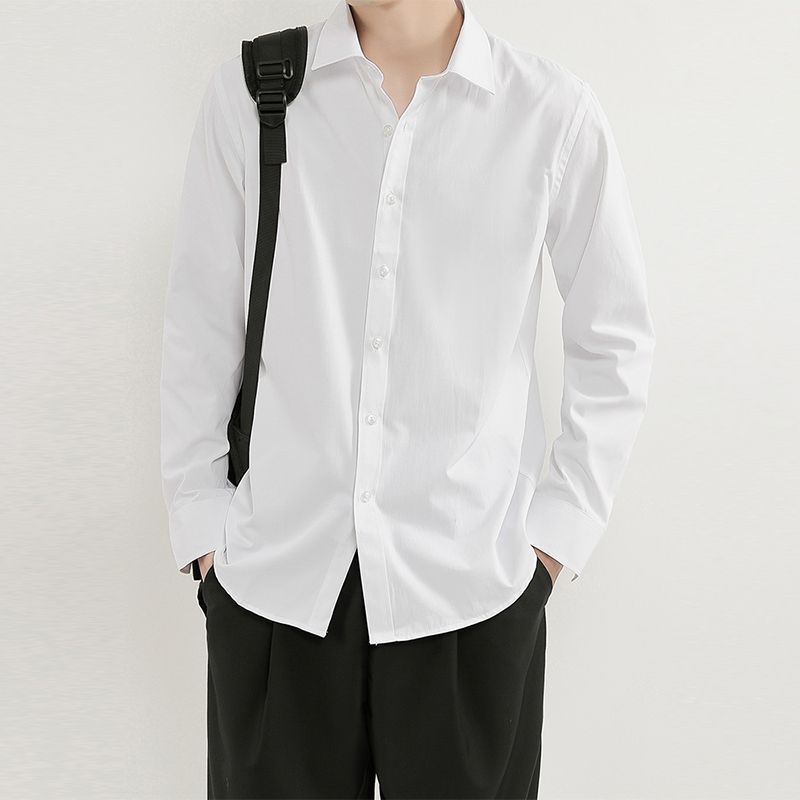 

Корейская версия Рабочий Умный Кэжуал Универсальная Однотонная Зрелая Не мнущаяся Щедрая Мужская Рубашка с Длинным Рукавом Лето 2024 L белый