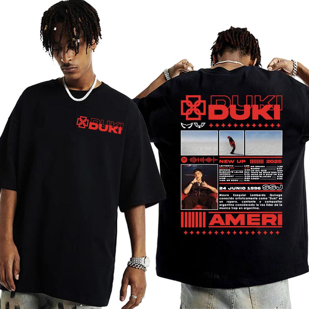 Rap Singer DUKI SSJ Ameri 2025 Tour Merch Harajuku 2025 Summer Mens Womens Casual Fashion Y2K Pure Cotton Tshirt