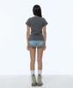 Gillaakaibeu Stud Patch Logo Dyed Crop T-Shirts_Charcoal