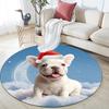 French Bulldog Round Area Rug,Carpet Rug for Living Room Bedroom Sofa Playroom Decor,Non-slip Floor Mat