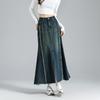 Urban Retro Distressed Denim Mermaid Midi Skirt