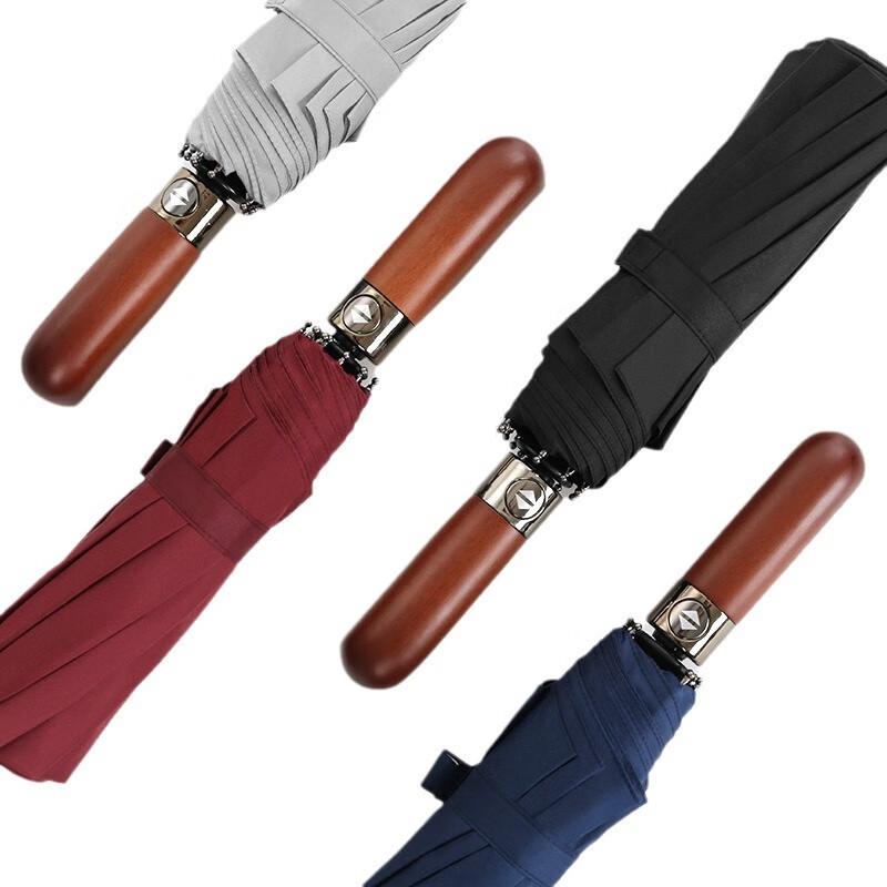 Nanqiao 10-Rib Fully Automatic Folding Umbrella with Wooden Handle