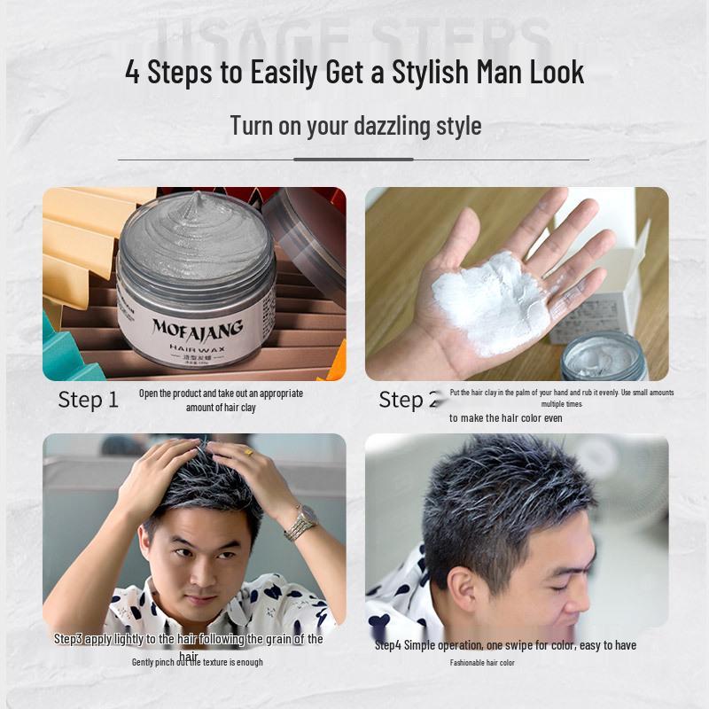 Mofajang Granny Gray Hair Clay Wax for Temporary Styling