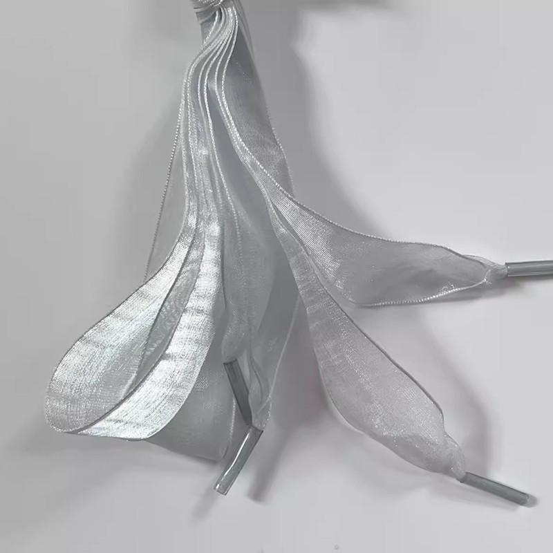 1 Paar Grote Strik 4cm Verbreed Chiffon Garen Schoenveters Platte Zijde Veters Voor Sneakers Canvas Casual Leren Schoenen DE Trainningschoenen 120cm