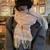 Rainbow Plaid Scarf for Women Winter Korean Version Sweet Soft Girl Student Versatile High End Scarf Thickened Warm Shawl