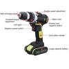 15-speed Double Speed Power Power Tool 100-240V AC Rechargeable Electric Screwdriver Wireless Cordless Drill Hammer Drill Battery LED Light
