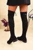 Women Modern Stylish Fashion Boots Boots Faux Leather Suede Black Stretch Suede Over The Knee Boots