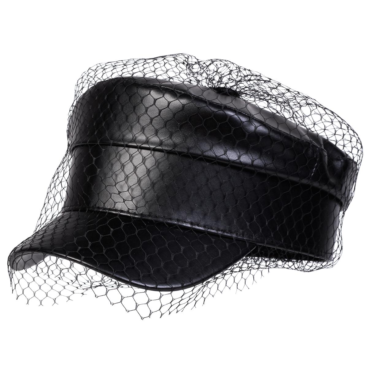 

Unisex Lace Mesh PU Leather Military Hats Flat Top Baseball Caps For Women Outdoor Sports Cadet Sunscreen Hat чёрный