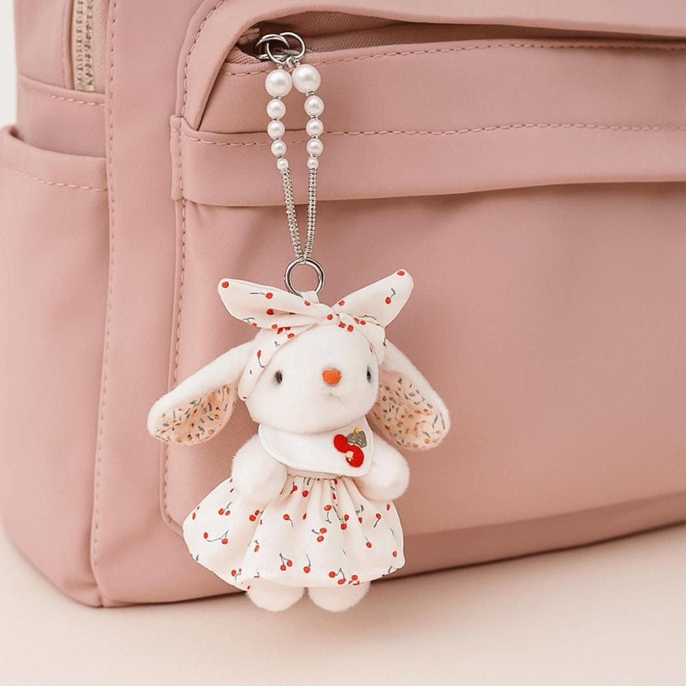 Bowknot Drooping Ear Rabbit Pendant Plush Stuffed Bag Hanging Pendant Plush Rabbit Keychain  Unisex
