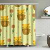 Cute Cat Cup Tea Towel Shower Curtain Home Decoration For Bathroom Waterproof Printing Washable (Yellow)
