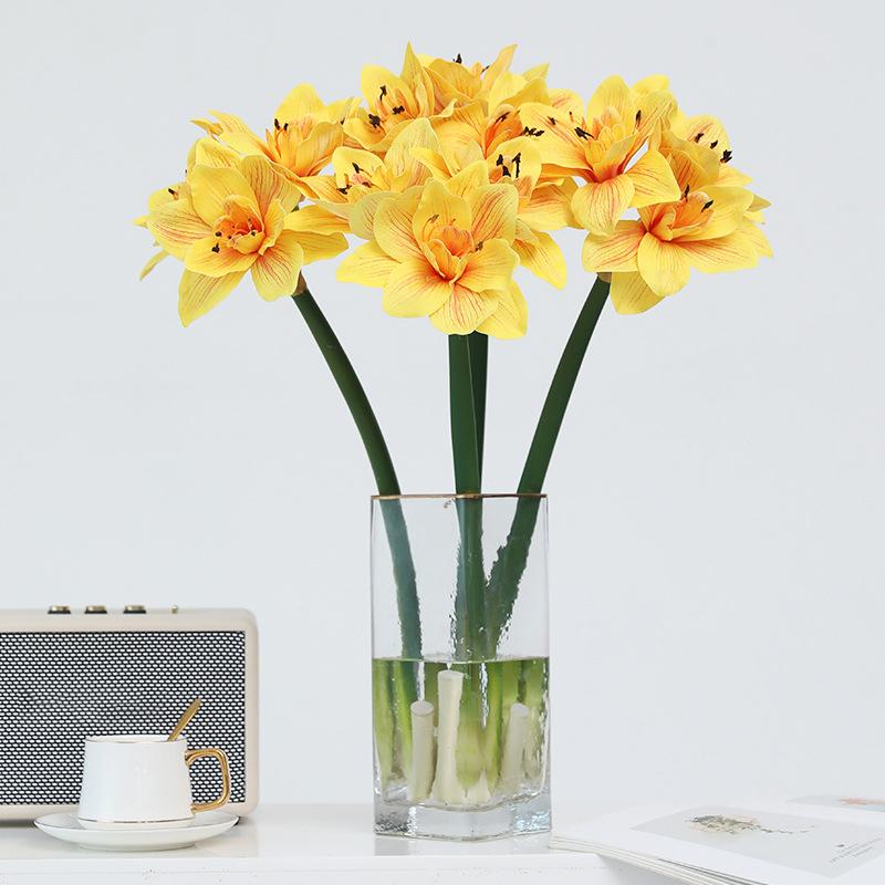 63Cm Clivia Vermilion Aranjament Floral Artificial pentru Nuntă Ornament pentru Acasă Living Hol Hotel