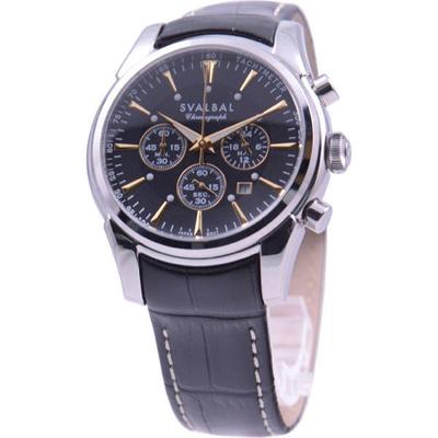 SVALBAL Men's SV11-LBK (Quartz Men's Sun Flame) Round Watch Black Multi-Hand Analog
