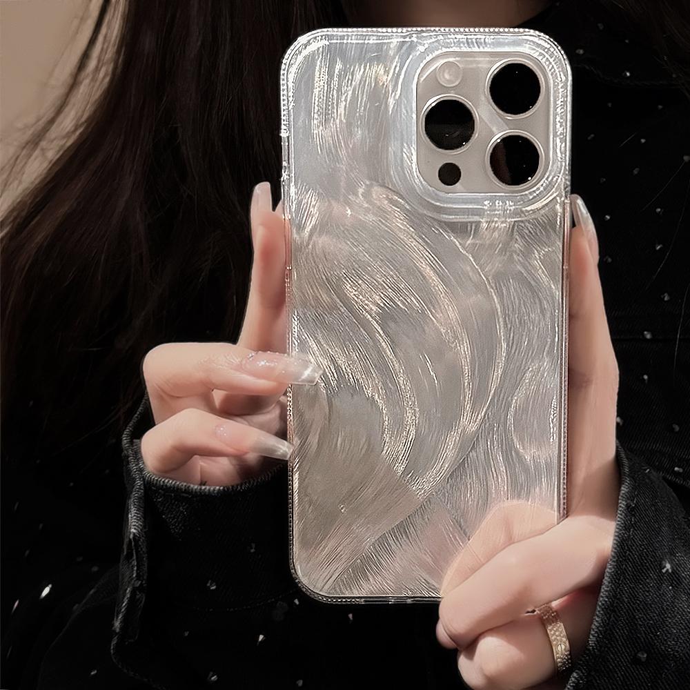 

Gradient laser silvery silicone phone case for iPhone 17 16 15 14 13 12 11 Pro Max Air Plus full shockproof soft bumper cover iPhone 12