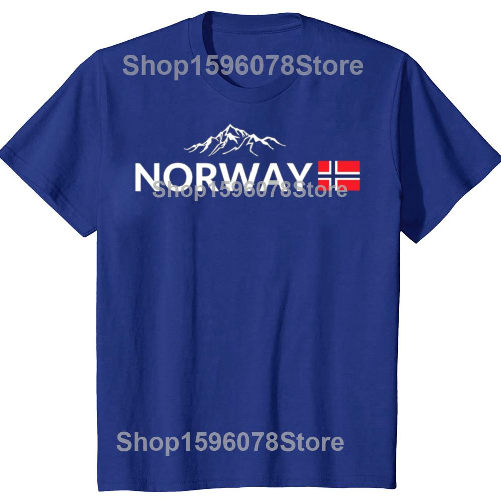 Funny Norway Flag Mountain Outdoor Graphic T-shirts Men Women's Fashion Casual Tshirt 100% Cotton Loose Oversized T Shirt