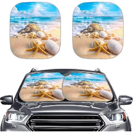 KEIAHUAN Customized Auto Front Window Visor Sun Shade Universal Windshield Sunshade for Car Truck SUV 2-Piece