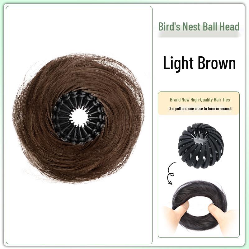 Women's Fluffy Bird's Nest Hair Bun Wig & Hair Tie
