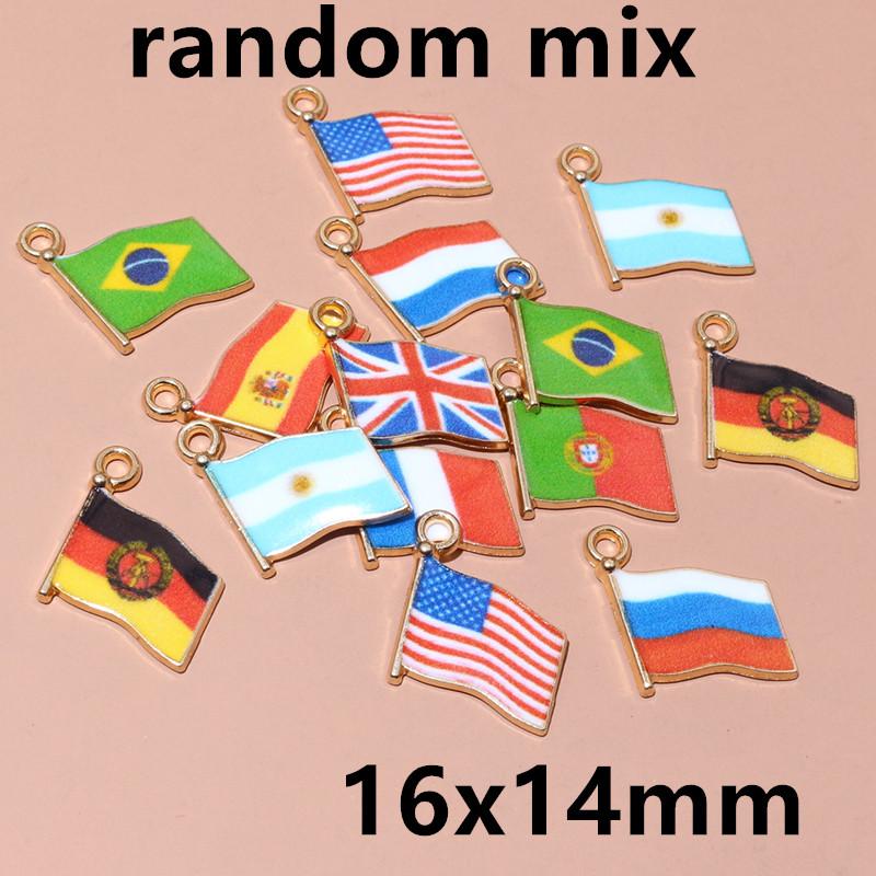 20pcs Enamel Football National Flags of Various Countries Charms Pendant DIY Jewelry Making Accessories for Necklace Earrings