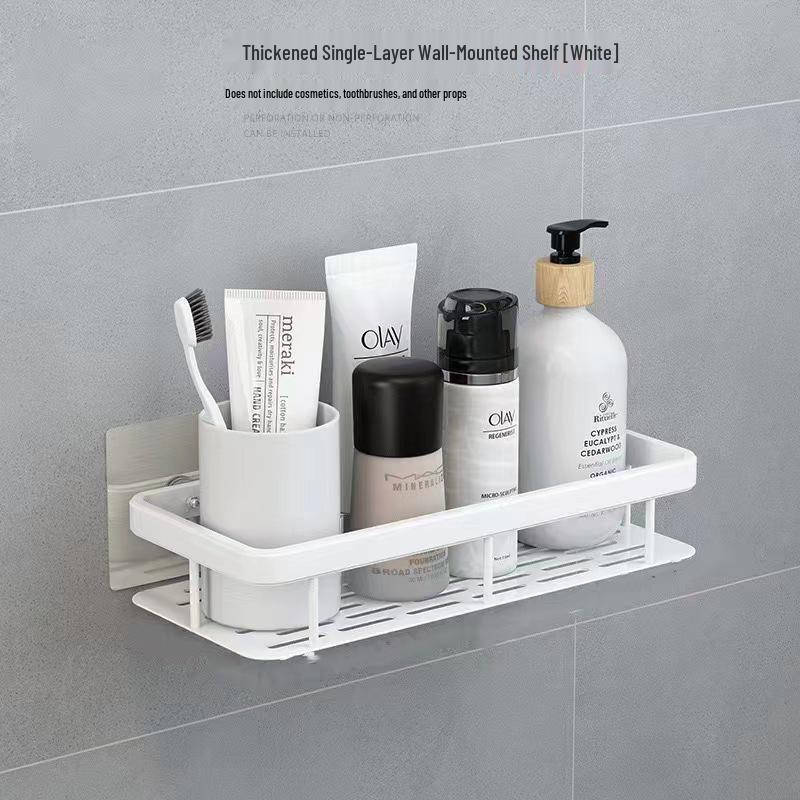 Aluminum No-Drill Corner Bathroom Shelf
