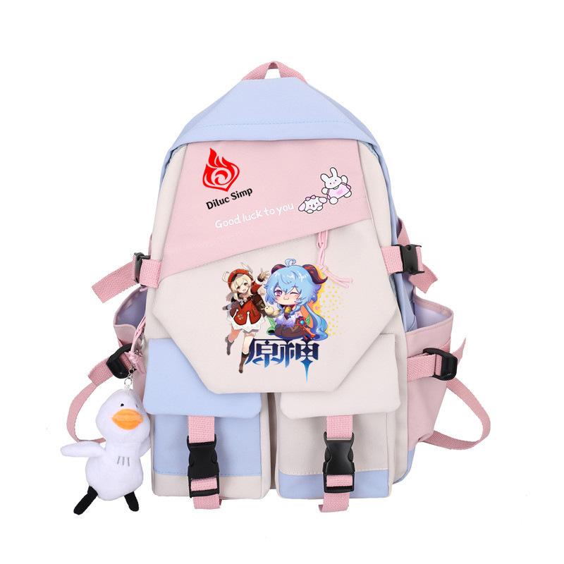 Large Capacity Schoolbag with Shoulder Strap; Student Three-piece Pencil Case Set