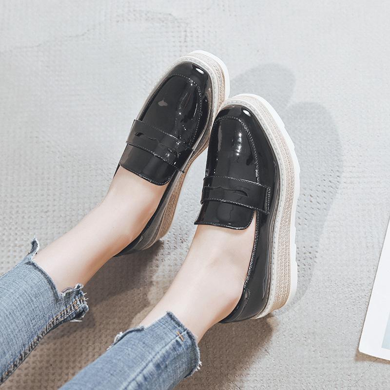 2025 Autumn Women's Simple Sequined Waterproof Platform Thick Sole Heightening Shoes British Style High Heel Casual HZB-007-31