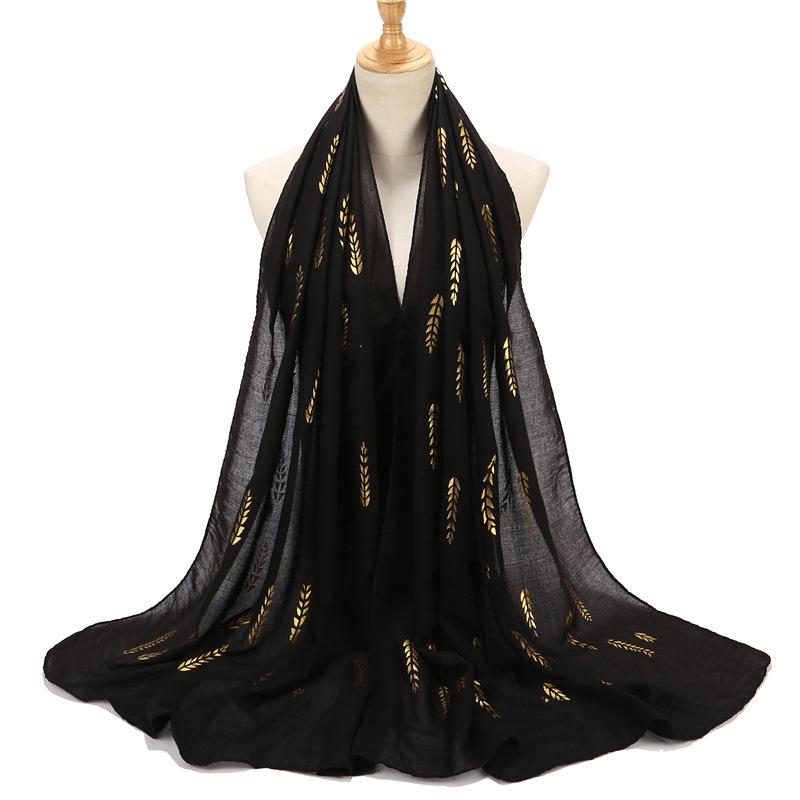 New  Summer Elegant Women Silk Scarf Beach Wrap Shawl Sparkly Gold Print Sunscreen Bandana Hijab Mujer Scarve Pareo Foulard