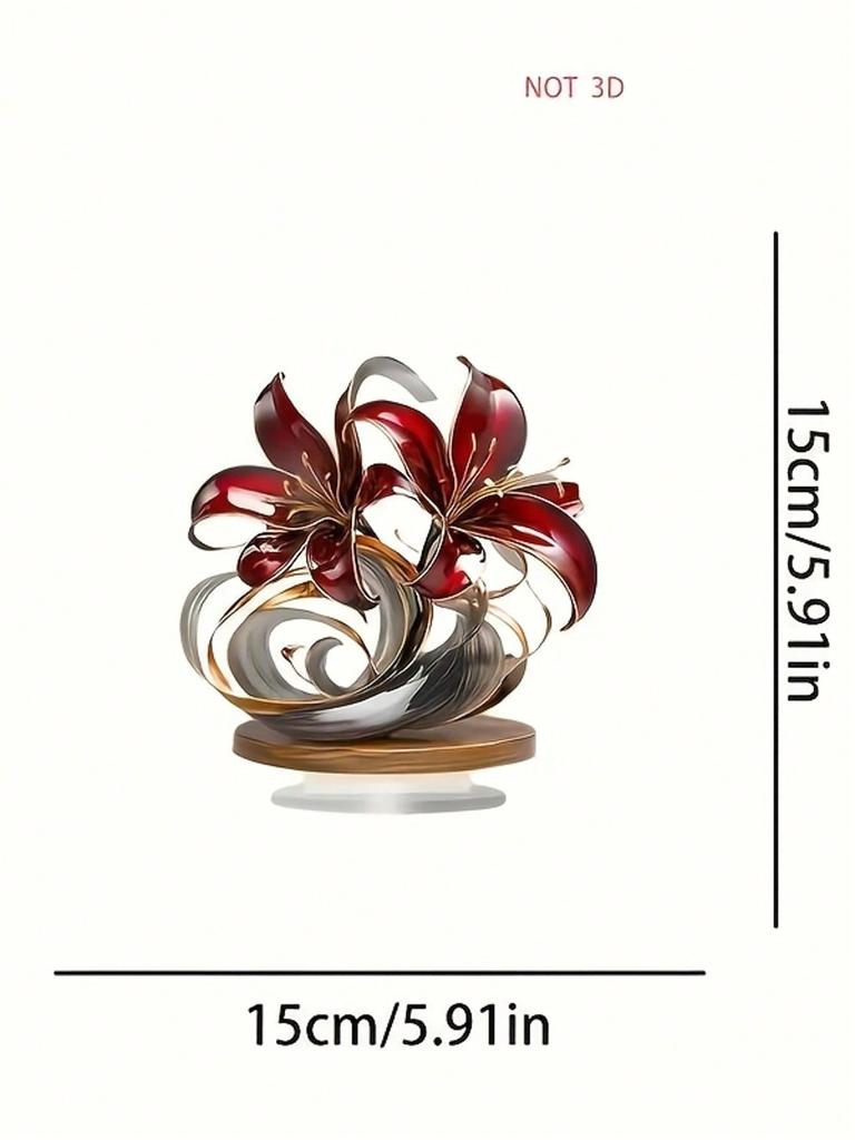 1 Piece of 2D Bohemian Red Lily Desktop Decoration, Versatile Home/office/caf É Decoration,