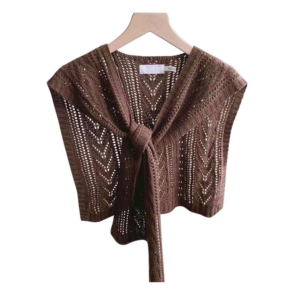 

Вязаная шаль в корейском стиле, вязаная текстура, фальшивый воротник, накидка на шею, аксессуар для платья/рубашки кофейный