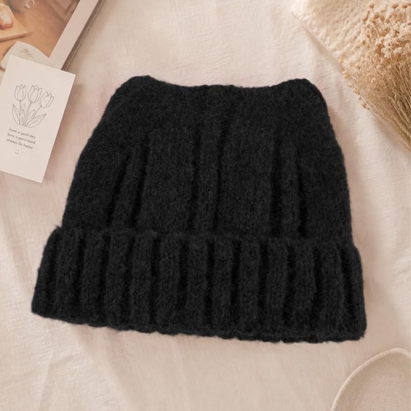 Thick Knit Cat Ear Beanie Hat Women Warm Protection Oversized Fit Slimming Face Effect